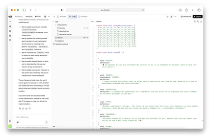 v0.dev, pour la génération de notre grille de mots mêlés interractive