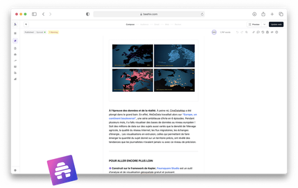 Beehiv, plateforme de publication de la newsletter et de gestion des abonné·e·s.