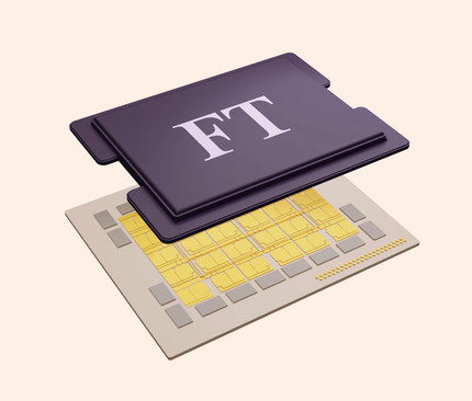 Représentation 3D d'une puce par le Financial Times pour représenter la prouesse technologique liée à la production de tels composants