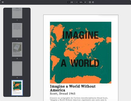 Vous avez la possibilité d'exporter le contenu de votre exposition générée par IA sous la forme d'un PDF, comme dans une vraie exposition.