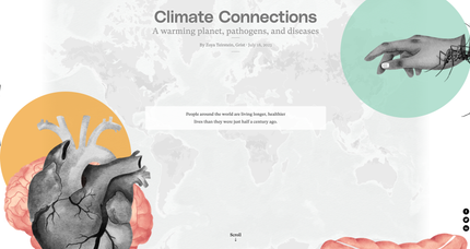 Changement climatique, événements extrêmes et maladies : tout est lié, un dossier signé Grist et Associated Press avec dataviz, illustrations et enquêtes.