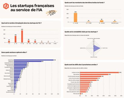 annuaire en ligne de startups pour visualiser des données comme leur répartition par technologies utilisées, par effectifs, etc. et pouvoir filtrer dynamiquement la base totale par secteur ou par région.
