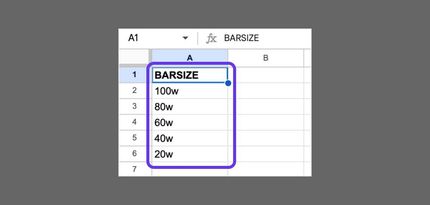 création de la feuille de calcul google sheet avec les données de références utilisées la génération du graphique dans figma